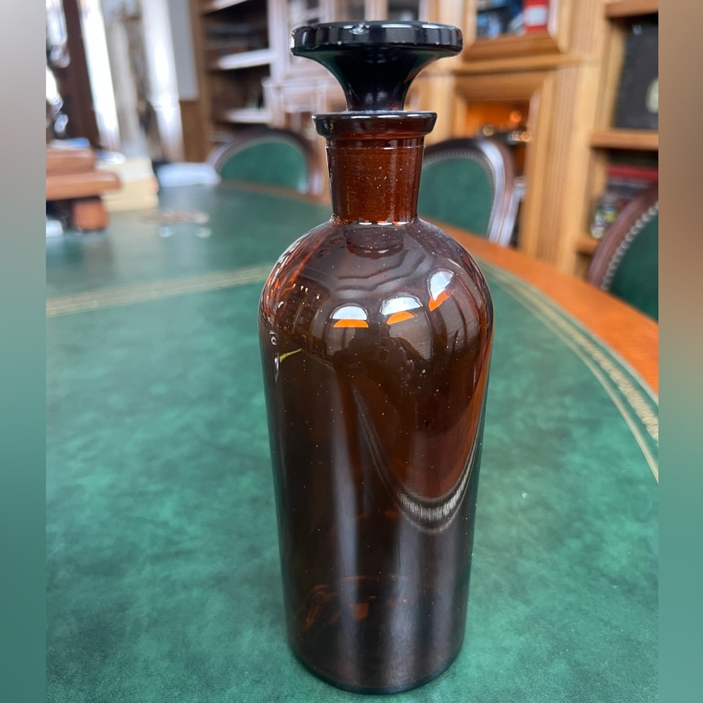 Antique Vintage Amber Apothecary Glass Bottle T.C.W. Co.